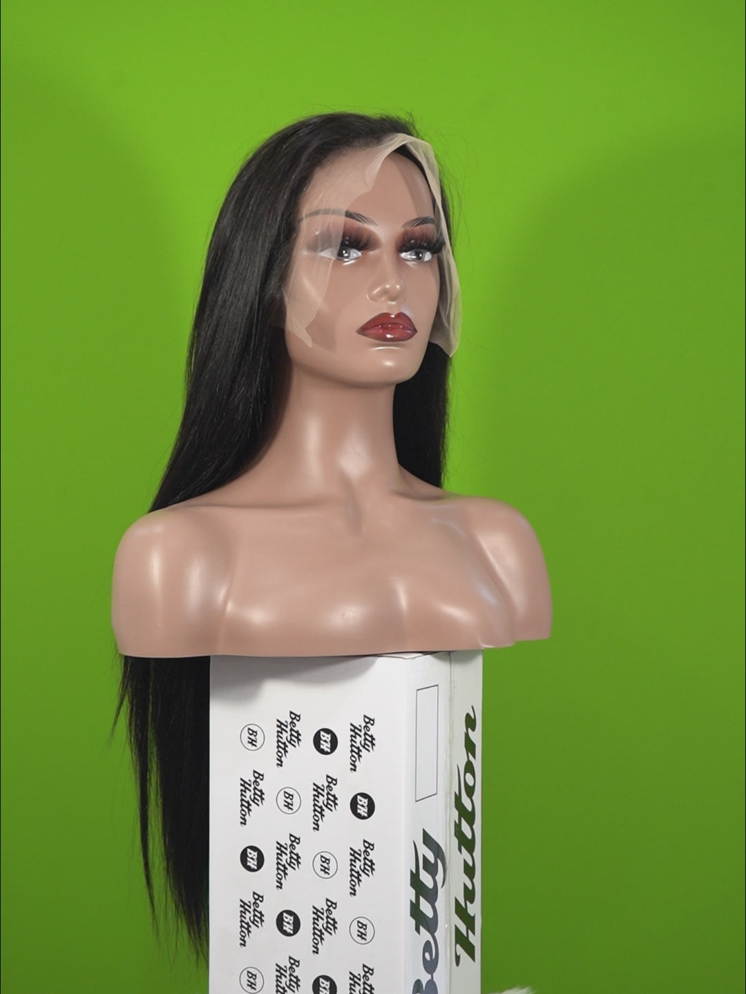 Christy V 13x6 Double Drams Straight Lace Front Wig Black Remy Hair