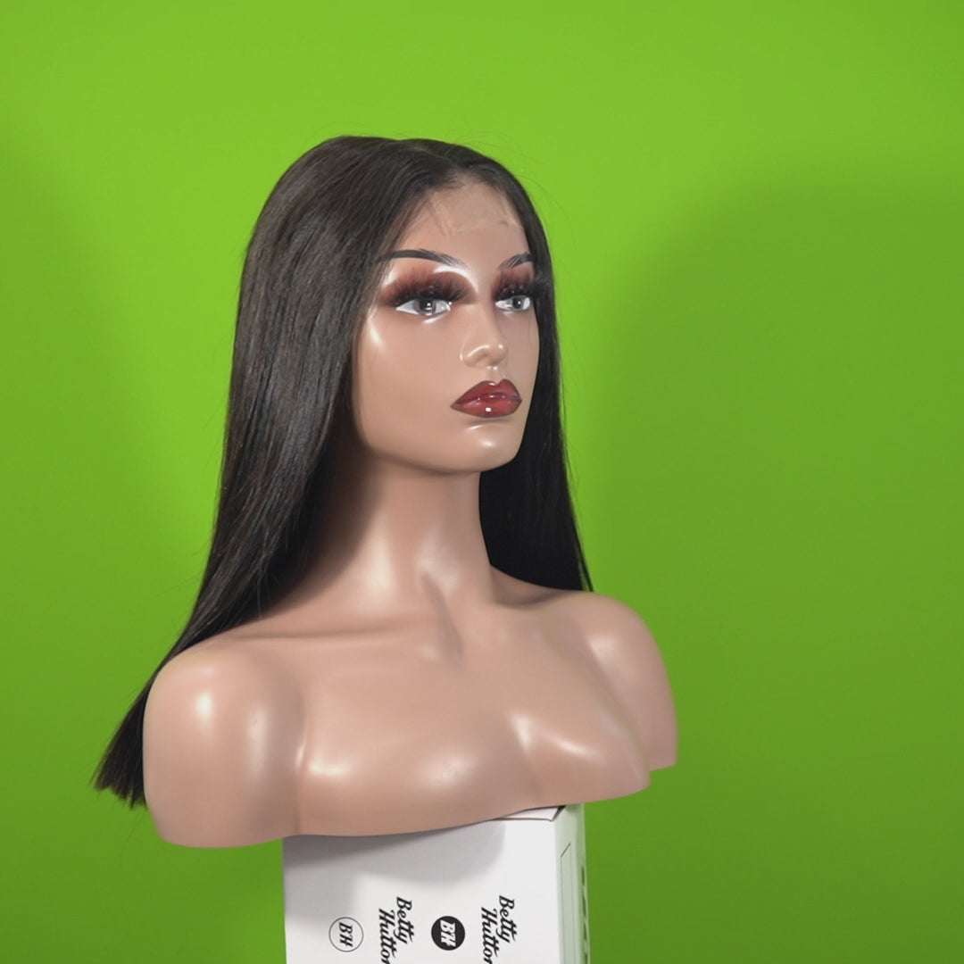 Christy V Natural Black Remy Hair 2x6 Lace Closure Straight Bob Human Hair Wig