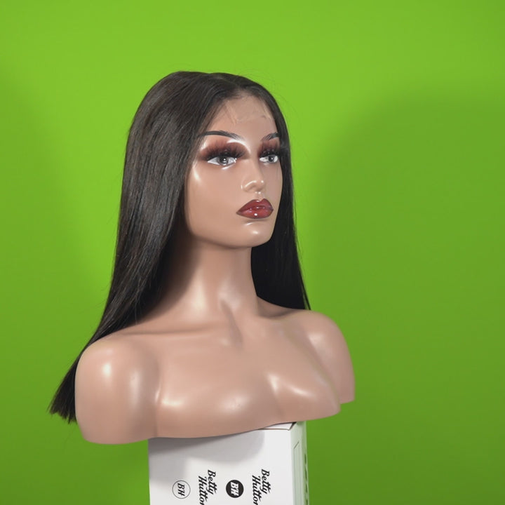Christy V Natural Black Remy Hair 2x6 Lace Closure Straight Bob Human Hair Wig
