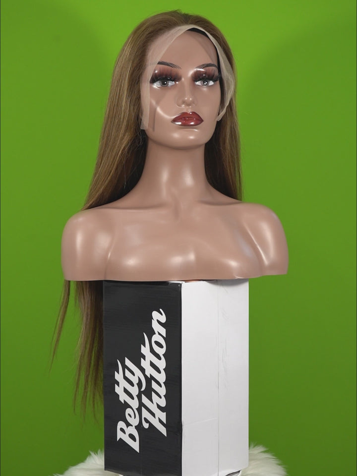 Christy V 13x4 Straight Lace Front Wig m4&27 Highlight Remy Hair 26 Inch