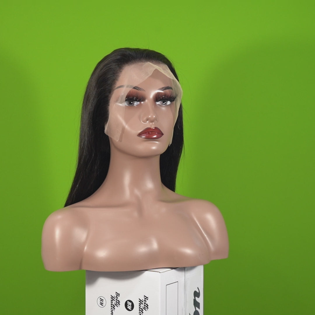 Christy V 13x4 Straight Bob Lace Front Wig Natural Black Asian Raw Hair