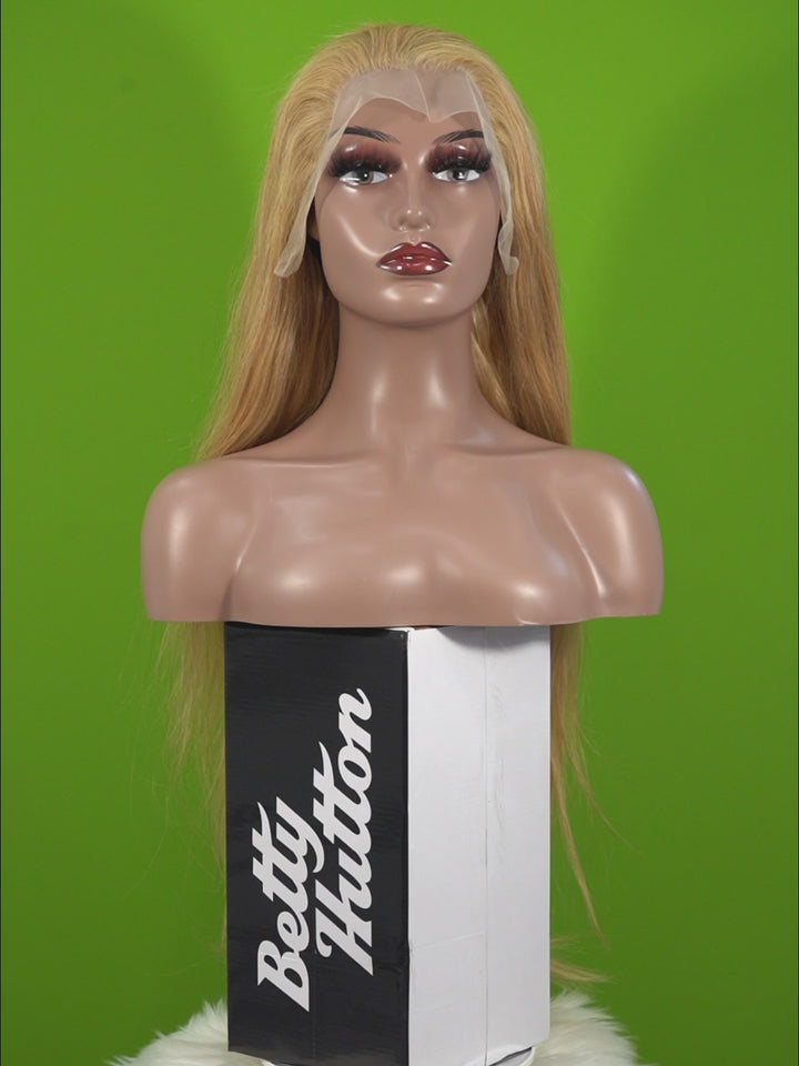 Christy V 13x4 Straight Lace Front Wig 27 Honey Blonde Remy Hair