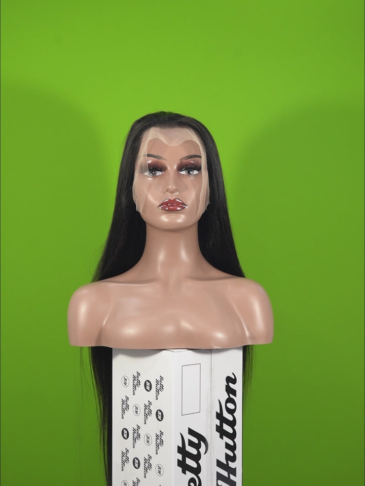 Christy V 13x4 Straight Lace Front Wig Natural Black Remy Hair