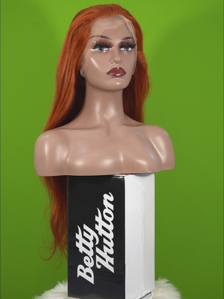 Christy V 13x4 Straight Lace Front Wig 350 Orange 26 Inch Remy Hair