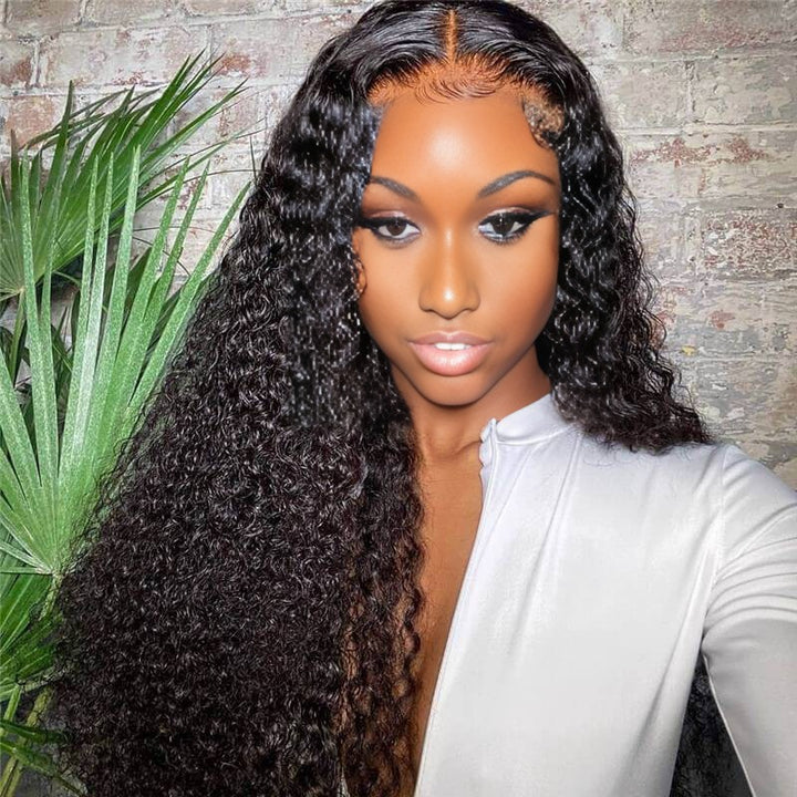 Christy V 13x4 Kinky Curly Lace Front Wig Natural Black Remy Hair