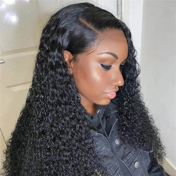 Christy V 13x4 Jerry Curly Lace Front Wig Natural Black Remy Hair