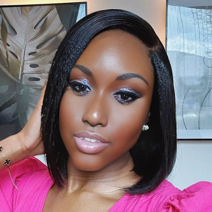 Christy V 13x4 Straight Bob Lace Front Wig Natural Black Asian Raw Hair