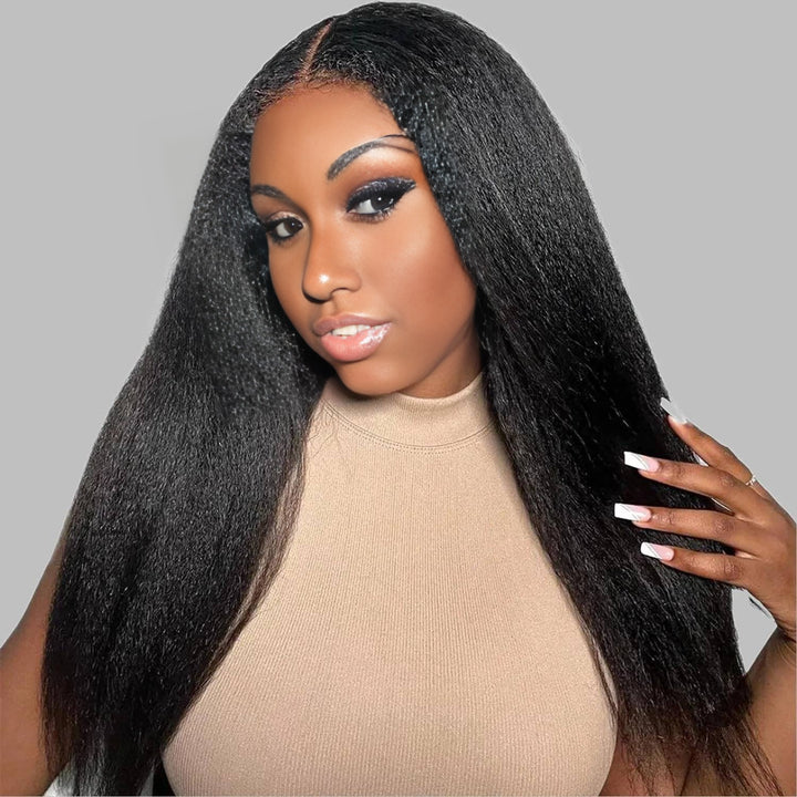 Christy V 13x4 Yaki Straight Lace Front Wig Black Remy Hair