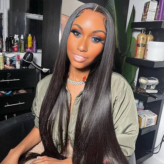 Christy V 13x4 Straight Lace Front Wig Natural Black Remy Hair