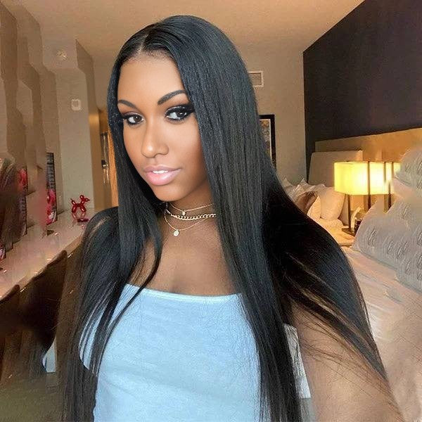 Christy V Natural Black Remy Hair 6x7 Lace Closure Straight Human Hair Wig