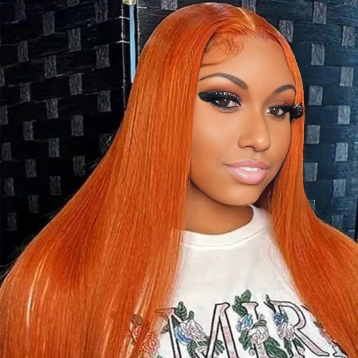Christy V 13x4 Straight Lace Front Wig 350 Orange 26 Inch Remy Hair
