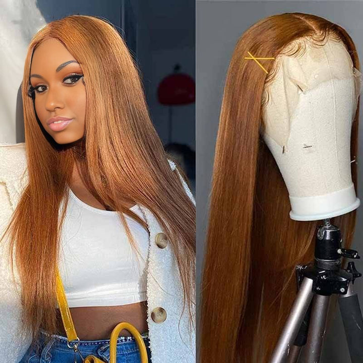 Christy V 13x4 Straight Lace Front Wig 30 Brown 26 Inch Remy Hair