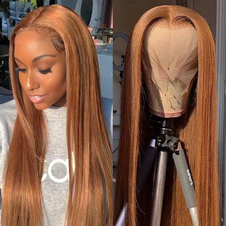 Christy V 13x4 Straight Lace Front Wig 8&27 Honey Blonde Highlight 26 Inch Remy Hair