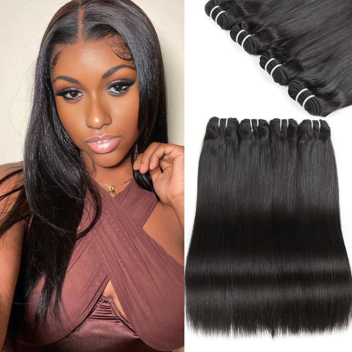 Christy V Natural Black Asian Double Drawn Straight Hair Bundles