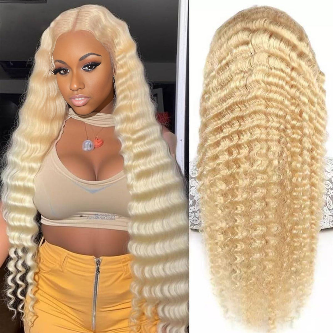 Christy V 13x4 Deep Wave Lace Front Wig 613 Remy Hair
