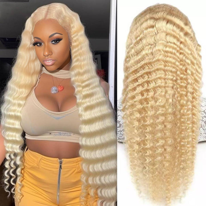Christy V 13x4 Deep Wave Lace Front Wig 613 Remy Hair