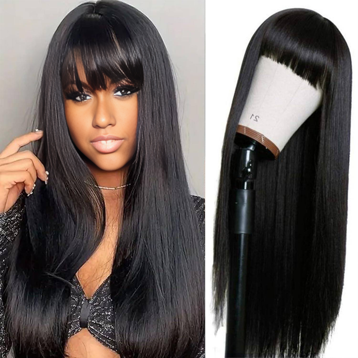 Christy V 4x4 Straight Lace Bangs Wig Remy Hair