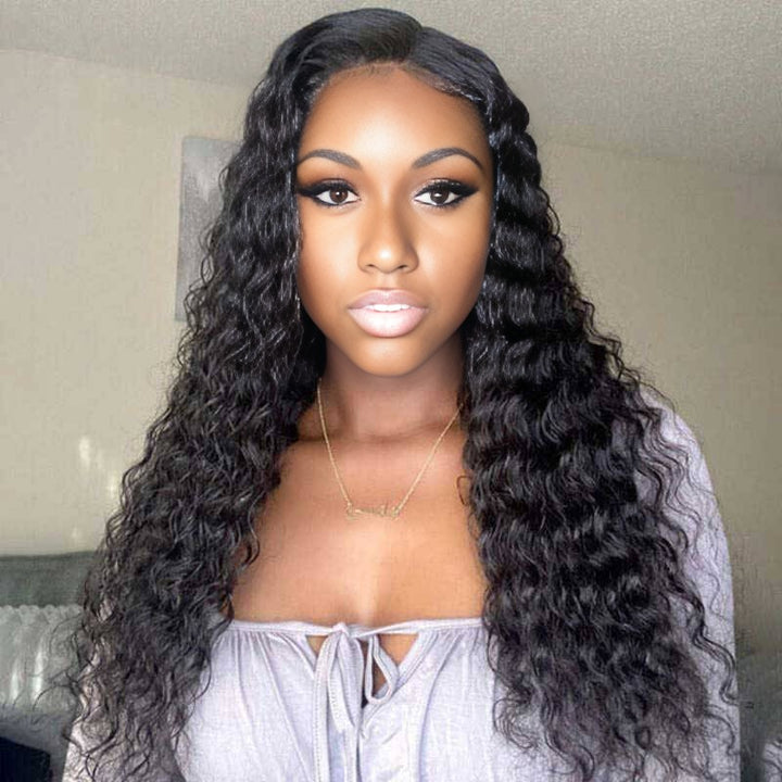 Christy V Glueless Remy Hair 5x5 Lace Closure Deep Wave Human Hair Wig